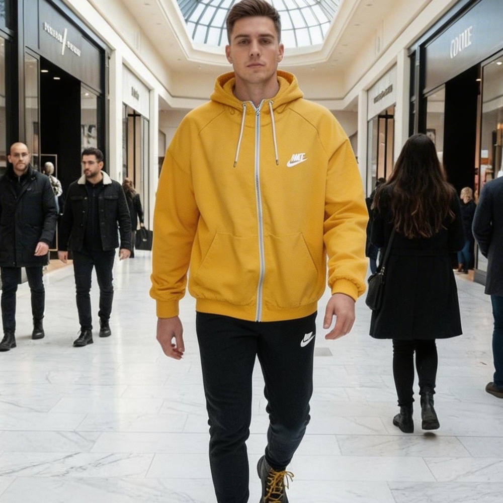 Nike Zip Up‎ Hoodie Yellow (Men's XXL)